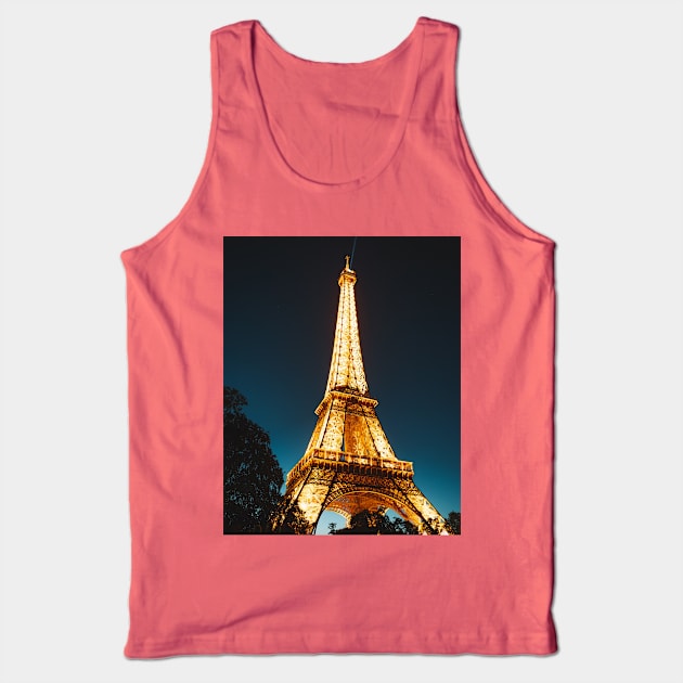 Eiffel Tower lit up at night in Paris France beautiful picture of The Iron Lady in lights Tank Top by The Boho Cabana